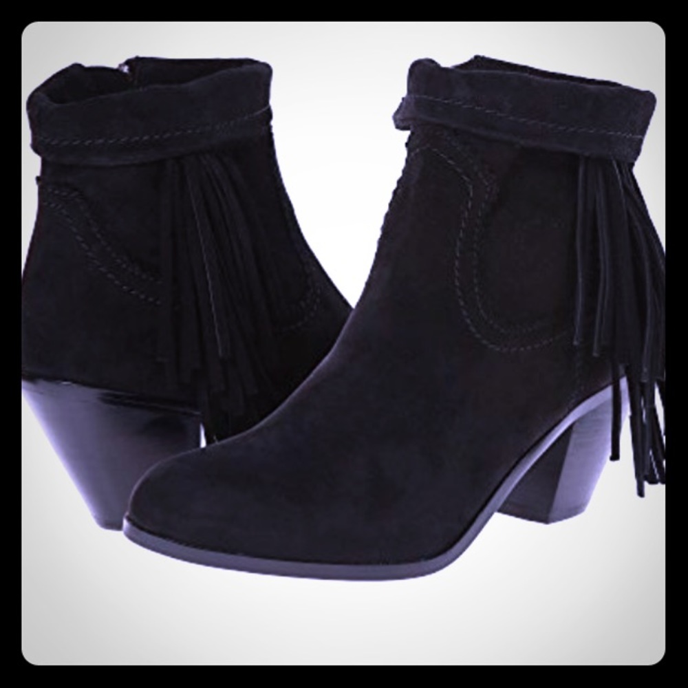 Sam Edelman Black Suede “Louie” Fringe Bootie 10M